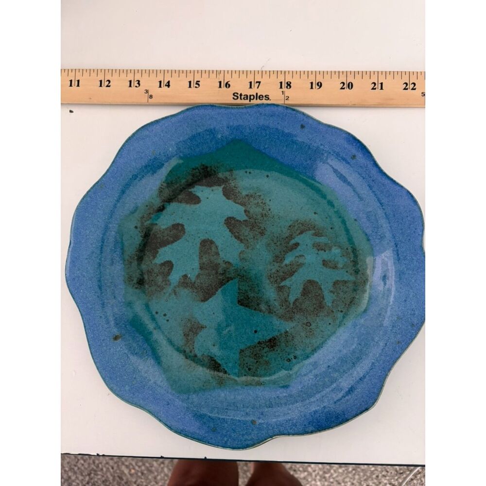 vtg. raku ceramic decorative wall plate by tomas Buxo 1970's